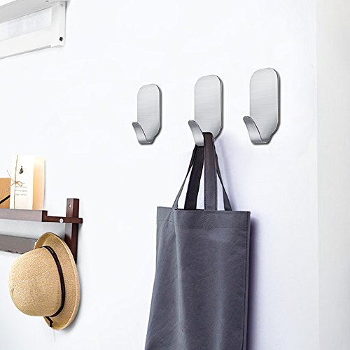Strong Adhesive Hooks Hat Hooks Hanger For Wall, Waterproof Stainless Steel Wall Hangers Sticky Hooks For Hanging Bathroom Kitchen Stick On Wall Hooks-16 Packs #TOP2