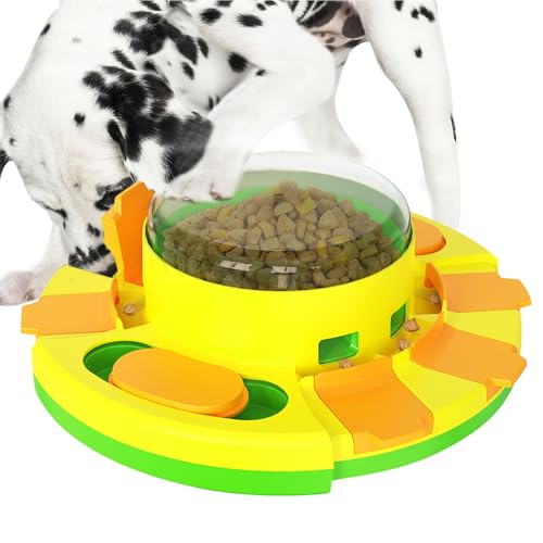 Dog Puzzle Toy Mental Stimulation - Level 2 in 1 Dogs Food Puzzles Toys, Dog Treat Puzzle Feeder (Intermediate-Green Push)
