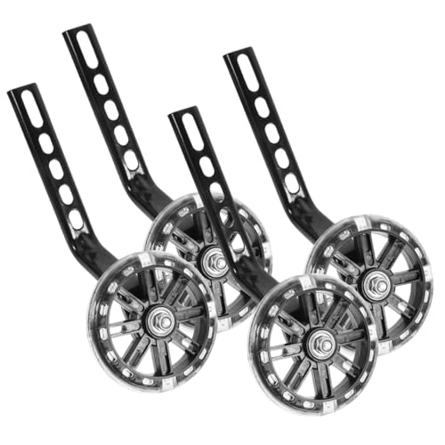 Ruedas de entrenamiento y estabilizadores ajustables Ciieeo para bicicleta, ruedas auxiliares negras con luz intermitente, set de 4 piezas para niños miniatura 1