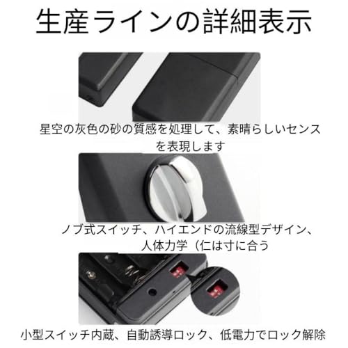 KCNNスマートロック 玄関ドア 遠隔操作 後付け ドリル不要 キーレス リモート解錠 隠し錠 自動ロック 電池切れ警告 配線不要 木製 ガラス スチール 引き戸に対応し 賃貸物件やオフィスに最適です (ブラック)