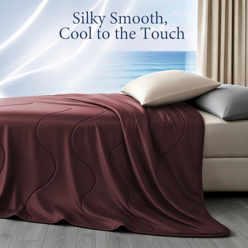 Image of Cooling Comforter for Hot Sleepers, Queen 90x90, Purple Red | Cooling blanket feel, Q-Max >0.4 cool touch, double-sided cooling, Sorona fill, for night sweats, lightweight & breathable