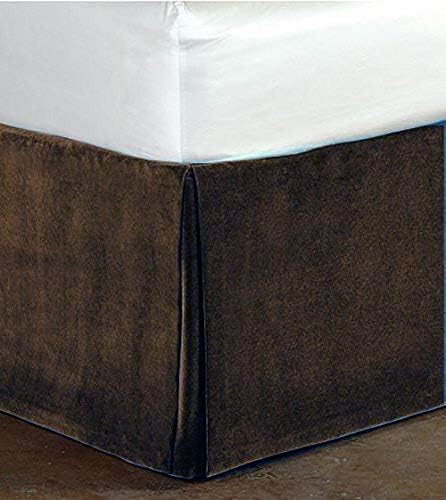 Chocolate Color Valvet Bed Skirt 14 inch Drop Length Bed Skirt Dust Ruffle with Split Corners King. (76 x 80)