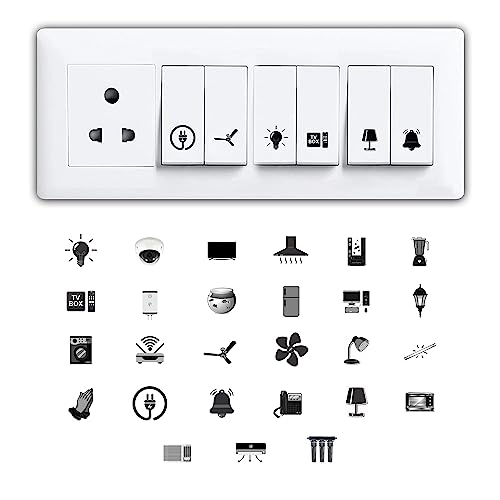 ROUSRIE Switch ID Sticker Clear Vinyl Labels for Home Office Electric Board Appliances Switch Sticker Lables for White Switchboard 27 Designs 495 Stickers