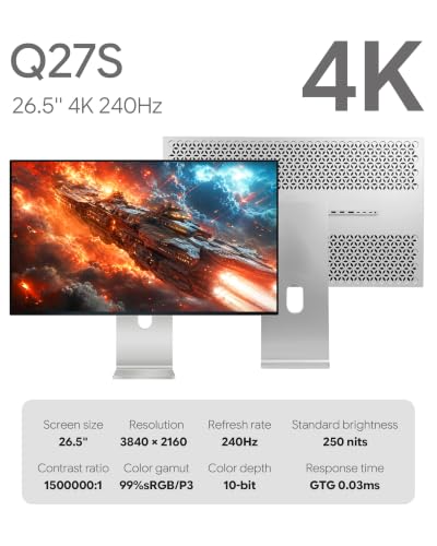Image of Q27S 27 inch 4K 240Hz QD-OLED Gaming Monitor (Honeycomb - with Stand)