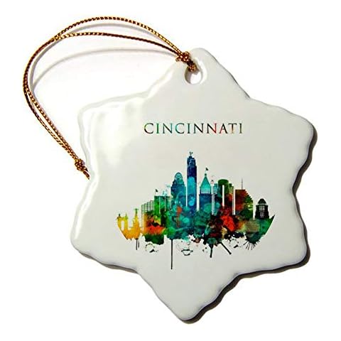Higoss Cincinnati Cincinnati Watercolor City Souvenirs Snowflake Porcelain Christmas Ornament Double-Sided Ceramic Ornament,3 Inch Cover