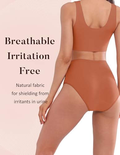 Image of AIRCUTE Washable Urinary Incontinence Protective Underwear for Women Leak Proof Absorbent Reusable Panties 60ML 1 Pack (Light Coffee, 2X-Large)