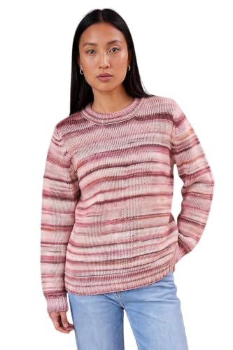 Image of Roman Originals Thick Jumper for Women UK - Ladies Winter Autumn Smart Casual Knit Knitted Knitwear Pull-On Round Crew Neck Long Sleeve Work Office Dinner Party - Pink - Size 12