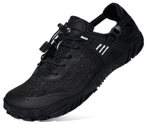 Barefoot Minimalistas Hombre Mujer Zapatos De Agua Zapatillas De Trail Running Ligeras Transpirable Antideslizante Calzado Deporte, Negro, 41 Eu
