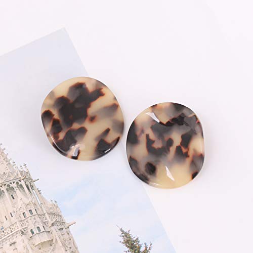 Acrylic Earrings For Women Girls Geometry Sinuous Resin Earrings Bohemia Tortoise Shell Earrings Mottled Statement Stud Earrings Fashion Jewelry (D-Leopard) #TOP2