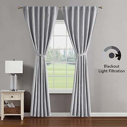 Creative Home Ideas Blackout Curtains (2 Panels, 50"x 108", Cool Grey) Room Darkening Thermal Insulated Curtains with 2 Tiebacks - Collins Window Curtains for Bedroom, Living Room - Branch Pattern by Creative Home Ideas - Image 3