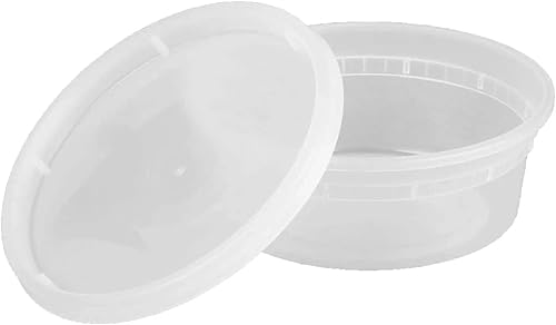 Miniatura 2 de Juego de 8 onzas - 50 recipientes desechables de almacenamiento de alimentos para delicatessen de plástico con tapas limo sopa recipientes de