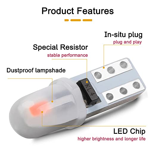 WeiXuan 10pcs Dash Lights PC74 T5 LED Blanco miniatura 2