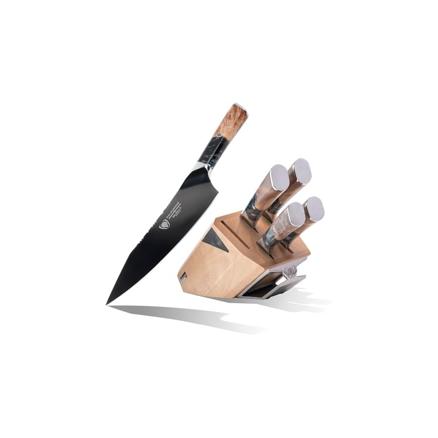 DALSTRONG-Knife-Block-Set-5-Piece-Valhalla-Series-Ravenstone-Black-Blade-Titanium-Coated-Premium-9CR18MOV-HC-Steel-Resin-Wood-Handle-Razor-Sharp-Kitchen-Cooking-Chefs-Knife DALSTRONG Knife Block Set - 5 Piece - Valhalla Series - Ravenstone Black Blade Titanium Coated - Premium 9CR18MOV HC Steel - Resin & Wood Handle - Razor Sharp - Kitchen Cooking Chef's Knife
