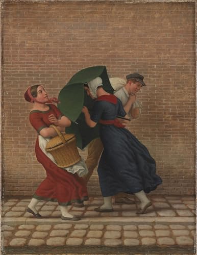 Scène de rue par temps venteux Tableau Bureau Moderne