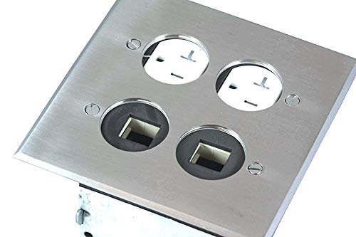Enerlites Screw Cap Cover Floor Box Kit, 5” X 5” 2-Gang, 20A Tamper-Weather Resistant Receptacle Outlet, Keystone Ports, Watertight, Corrosive Resistant, Ul Listed, 975510-Ss-D, Stainless Steel #TOP1