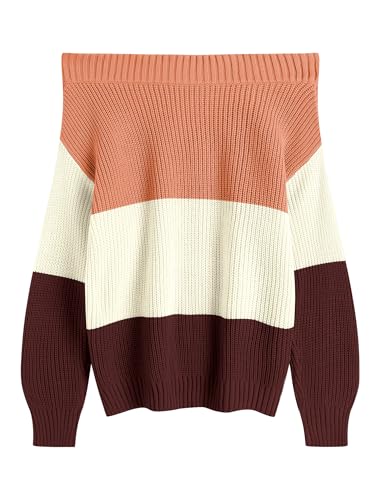 Image of ZAFUL Sweaters for Women Off Shoulder Knit Sweater with Long Sleeve Loose Pullover Jumper Tops