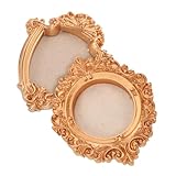 MUELODSIC 2 Piezas Marcos Magnéticos Vintage de Resina Dorados Marcos Pequeños para Fotos Imanes para Nevera Granja Decoración Retro para Cocina y Recuerdos de Viaje