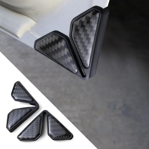 Wogomz 2PCS Car Door Corner Guards, Carbon Fiber Auto Front Door Edge Guards for Door Corner, Anti-Collision Car Door Corner Protector Sticker, Universal Car Accessories Decoration (Black)