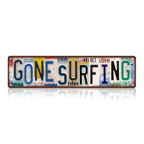 Vintage Gone Surfing Metal Tin Signs Wall Decor