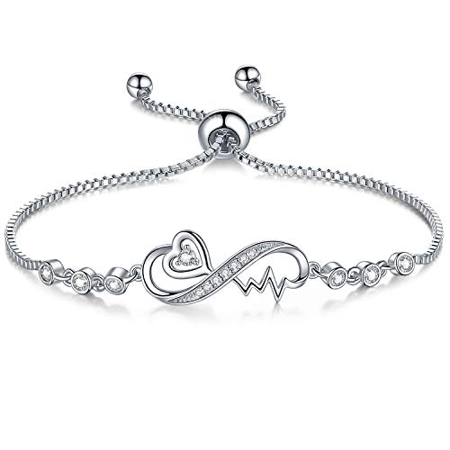 Gifts for Her,Infinity Heartbeat Bracelets for Women,Christmas Birthday Presents for Wife Girlfriend Daughter Teen Girls