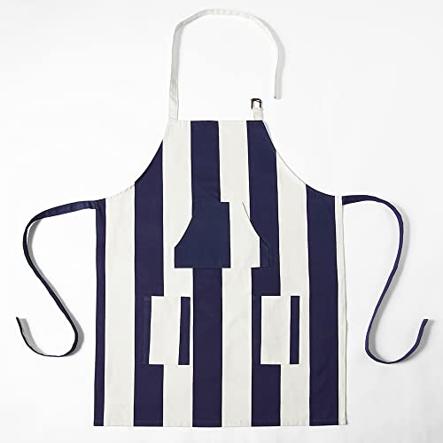 Image of HPD Half Price Drapes Aprons for Men Women with Large Pockets Adjustable Unisex PRTW-D16-AP Cabana Printed Cotton, 27 X 34 Inch, Cabana Navy