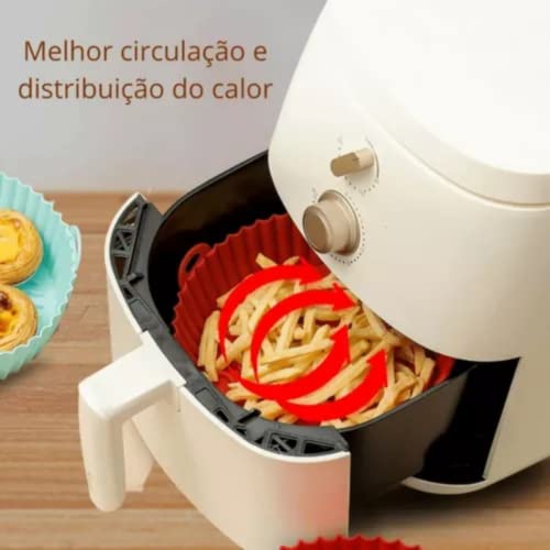 Kit 2 Peças Air Fryer Silicone Reutilizável Resistente ao Calor Livre de BPA Forma Redonda de Silico