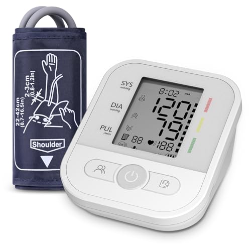 Tensiómetro de Brazo Digital Memoria 2x99 Usuarios Medidor de Presión Arterial con Pantalla LCD Brazalete Ajustable 22 42cm Dos Modos de Alimentación con Cable Tipo C para Hogar