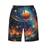 Planetas Galaxia Espacio Cósmico Hermoso Hombre Bañadores De Natación Ligero Bañadores De Playa Forro De Malla Cortos De Natación S