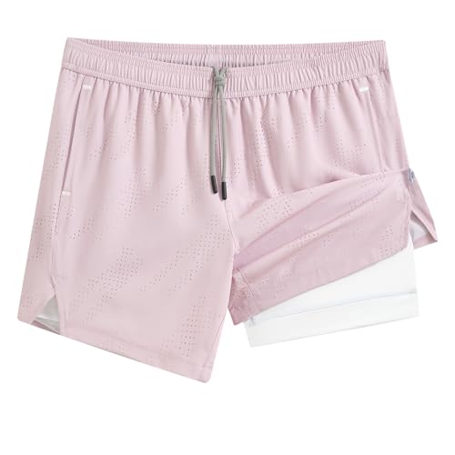 Image of maamgic Mens Running Shorts with Compression Liner 5 inch Quick Dry Workout Shorts Anti-Chafe Gym Shorts 2 in 1 Athletic Shorts