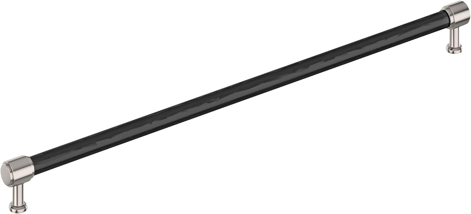 Signature Hardware 954061-24 Lazzara 24 Inch Center to Center Hammered Appliance Pull - Matte Black/Polished Nickel