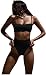 Bikini de cintura alta para mujer, tirantes delgados, conjunto de bikini sólido con control de barriga, trajes de baño de dos piezas, Negro, 36