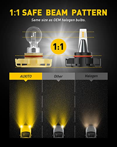 Image of AUXITO 5202 LED Fog Light Bulbs Yellow Amber 3000K, 400% Brighter 6000 Lumens 30W High Power, 5201 PS24W PS19W 9009 12086 Fog Lamps LED DRL Bulbs Replacement for Cars Trucks, Pack of 2