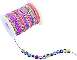 120M Elastic Beads Cord,Beading Cords Threads Rainbow Elastic Thread Cord String DIY Handmade Craft Jewelry for Making Necklace Bracelet,Braided Headband,Kids Jewellery Craft Making,Embroidery Thread