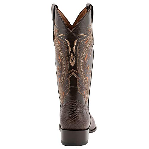 Image of Ferrini Men's Taylor Teju Lizard Round Toe Leather Heeled Western Boots, Chocolate, 8 Wide