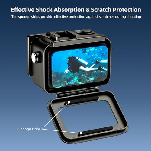 Image of Waterproof Housing Case for Action 4 /5 Pro, 60M Underwater Depth, Aluminum Alloy Construction, Dual Cold Shoe Design (YH-SF15004)