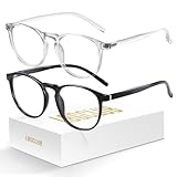 logclub 2 Pack Blue Light Glasses For Woman/Men Blue Light Blocking Glasses, Retro Round Anti Eyestrain Computer Glasses