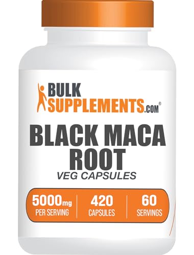 BulkSupplements.com Black Maca Root Capsules - Black Maca Supplement Black Maca Root 5000mg Black Maca Capsules - Gluten Free 7 Capsules per Serving 420 Veg Capsules (Pack of 1)
