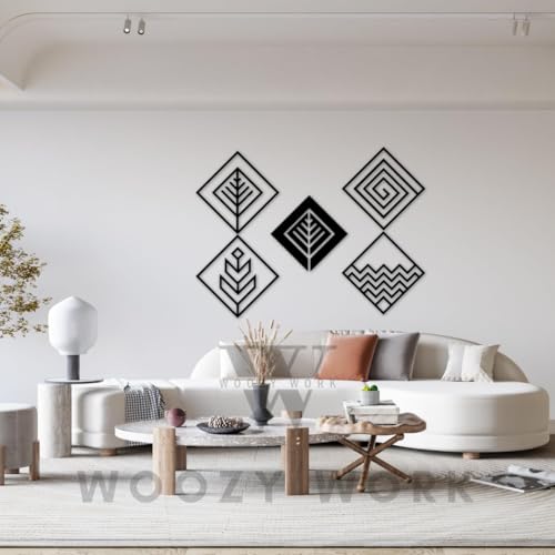 Image of woozy work Wood Four Abstract Figures Wall Sculpture Wall Decor For Home Decor | Handcrafted Luxury Drawing Room | Hotel | Restaurant | Office Black Hanging Art Home Decor, 30 Cm