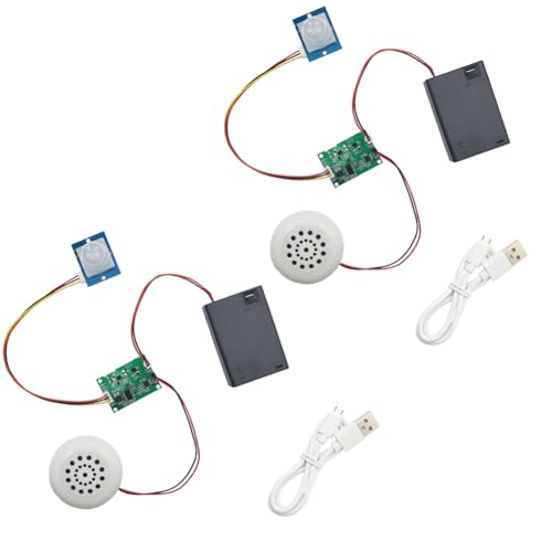 Yuuhseel Recordable Sound Module MP3 Music Voice Recording Audio Module Kit DIY Welcomer Sound Recording Board with Speaker, PIR Motion Sensor, USB Data Cable (2 Sets)