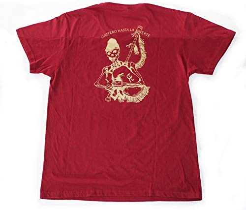 Gaitas Eduardo Represas Camiseta Granate con Esqueleto Tocando la Gaita