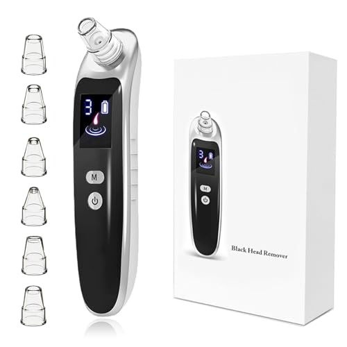 Blackhead Remover Vacuum, Electric Pore Cleaner with 6 Replaceable Suction Heads & 3 Adjustable Modes, Black Head Remover for Face, Deep Cleansing Facial Pore Vacuum for Women & Men, USB Rechargeable