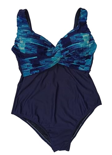 Maiô feminino azul com recorte estampado plus size P ao 52 (50)
