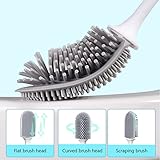 Canvint Silicone Toilet Brush With Holder Set, Dead Corner Deep Cleaning, Quick Drying, Flexible No-Slip Long Plastic Handle for Bathroom (White) - Image 3