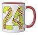 Softball #24 Fast Pitch Love Softball Mom Favorite Player Ceramic Mug, Red/White