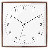 Foxtop Square Wood Wall Clock, 12 Inch Silent Non-Ticking Battery Operated Quartz Wooden Wall Clock Decorative for Kitchen Bedroom Living Room Home Office