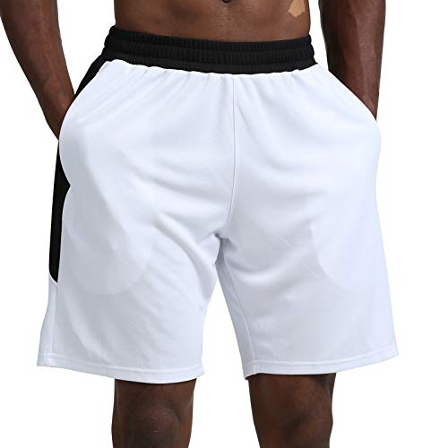 Ajcoflt Calções esportivos masculinos de secagem rápida com bolsos laterais elásticos na cintura Cal