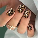 JMEOWIO Gel Nail Stickers Leopard Print Semi Cured Gel Nail Strips Wraps UV/LED Nails Art Design Decoration Accessories