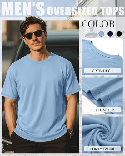 Image of Neer 3 Pack Big and Tall T-Shirts for Men L-7xl Tops | Large Casual Stretch Workout Tees, Short Sleeve Crewneck Oversized Shirts, Classic Summer Outfits, Comfy Basic Loose Clothes