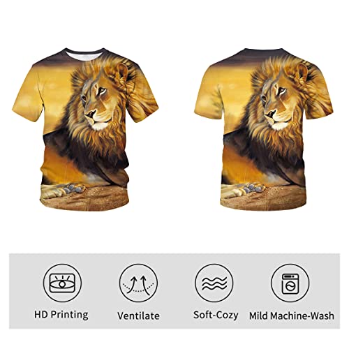 Mens Animal Lion 3D Printed T-Shirt Casual Short Sleeve Tee Shirt,Multicolor1,Xl #TOP2