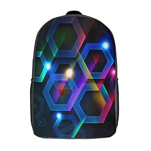 Sac à dos de voyage scolaire avec motif Hexagon en relief 3D